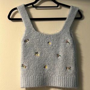 Zara Embroidered Cropped Tank Sweater